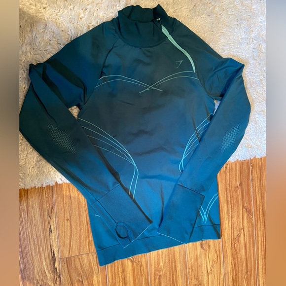Teal Long-Sleeve Athletic Top - Picture 1 of 5